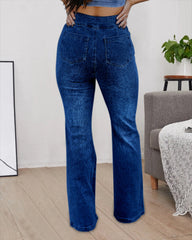 90s Vintage Obliques Button High Waist Flare Jeans