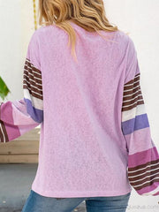 Stripes Print Sleeve Loose Tops