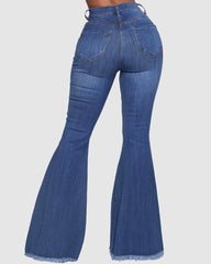 90s Vintage Ripped Raw Edge High Waist Flare Jeans