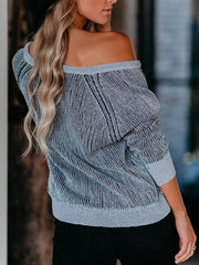Color Mixed Knit Loose V-neck Sweater