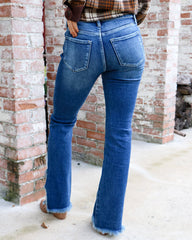 90s Vintage Raw Split Hem Zip Fly Flare Jeans