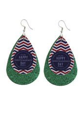Flag Day Theme Printed Flag Water Drop Creativity Earrings