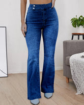 90s Vintage Obliques Button High Waist Flare Jeans