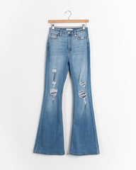 90s Vintage Ripped High Waist Flare Jeans