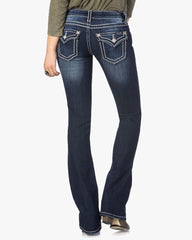 90s Vintage Embroidery Pocket Low Waist Flare Jeans