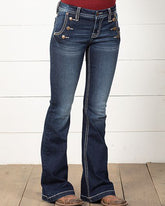 70s Vintage Double Breasted Low Waist Flare Jeans