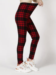 Casual Trendy Stylish High Waist Elastic Plaid Slim Leggings