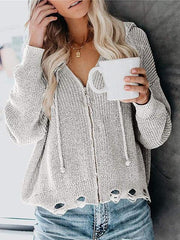 Casual Zipper Long Sleeve Cardigan Sweater