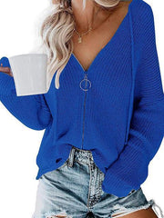 Casual Zipper Long Sleeve Cardigan Sweater