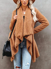 Three-quarter Sleeve Plush Pocket Drape Coat