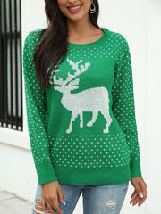Christmas Fawn Print Long Sleeve Sweater