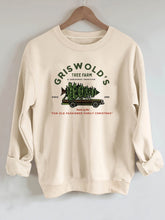 Christmas Tree Car Print Long Sleeve Crew Neck T-Shirt