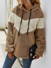 Color Block Hooded Plush Sweatshirt