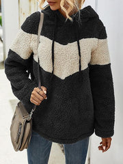 Color Block Hooded Plush Sweatshirt