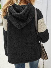 Color Block Hooded Plush Sweatshirt