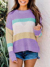 Color Block Round Neck Sweater