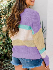 Color Block Round Neck Sweater
