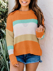 Color Block Round Neck Sweater