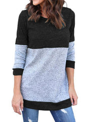 Color Block Thin Knitting Tunic Tops