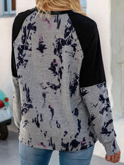 Contrast Color Tie-dye Print Tops