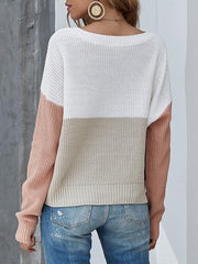 Contrast Color V-neck Knitted Pullover