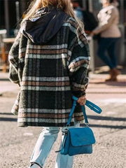 Cotton Plaid Pockets Winter Warm Overcoat