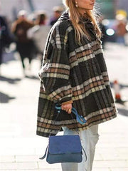 Cotton Plaid Pockets Winter Warm Overcoat