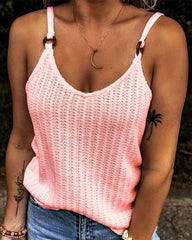 Solid Knit Ring Linked Cami Top