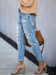 Straight Ripped Denim Pants