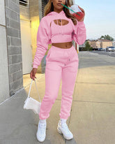 3 Piece Drawstring Front Pocket Detail Tank Top & Pants Set