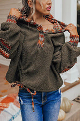 Cooling Down Henley Neckline Sherpa Hoodie