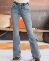 90s Vintage Zip Fly High Waist Flare Jeans