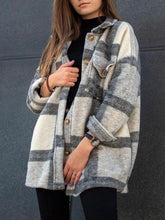 Long Sleeve Lapel Loose Check Casual Jacket
