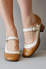 Color Block Ankle Straps Mid Heels