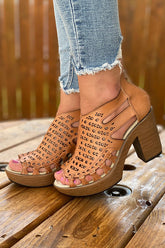 Boho Hollow Chunky Heel Sandals