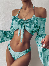 Leopard Print Sexy Long-sleeved Three-piece Swimsuit