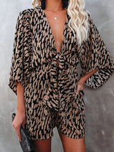 Leopard Print V-neck Loose Jumpsuit