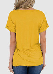 Leopard Printed Patchwork Pocket Design Short Sleeve T-shirt