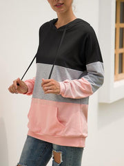 Long Sleeve Color Block Hooded Sweatshirt