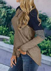 Long Sleeve Cross Front Patchwork T-shirt