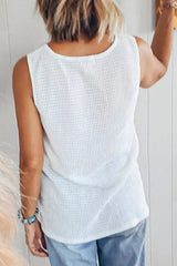 Colro Block V Neck Waffle Tank