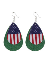 Flag Day Theme Printed Flag Water Drop Creativity Earrings