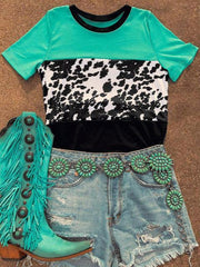 Short Sleeve Color Block Printed T-shirt