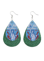 Flag Day Theme Printed Flag Water Drop Creativity Earrings