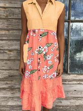 Stitched Print Sleeveless Midi Dress