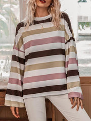 Stripes Print Long Sleeve Tops