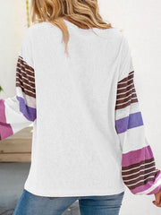 Stripes Print Sleeve Loose Tops
