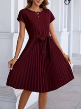 Stylish Comfy Chic Solid Tie Front Short Sleeve Midi Dress