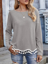 Tassel Solid Color Knitted Tops