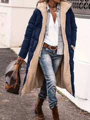 Stylish and Versatile Zipper Front Color Block Winter Coat